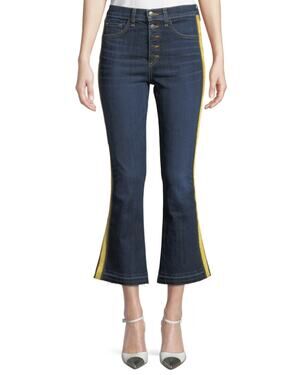 Veronica Beard Carolyn Baby Boot Cropped Jeans With Tux Side Dark Vintage 26